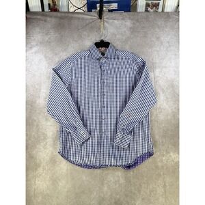 Robert Graham Shirt Men Medium Purple Gingham Check Long Sleeve Button Up Preppy